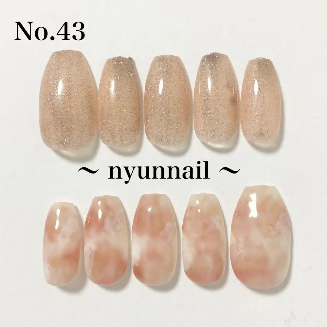 Nail tips, Korean Wanhong, Marble watercolor, Peach Peach, Glittering Pink, Nuance