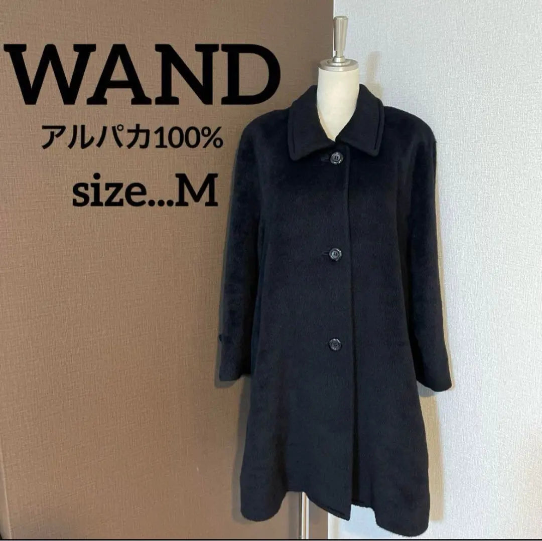 WAND Alpaca Long Coat Stainless Steel Collar Coat Black Luxury Crown Wedding