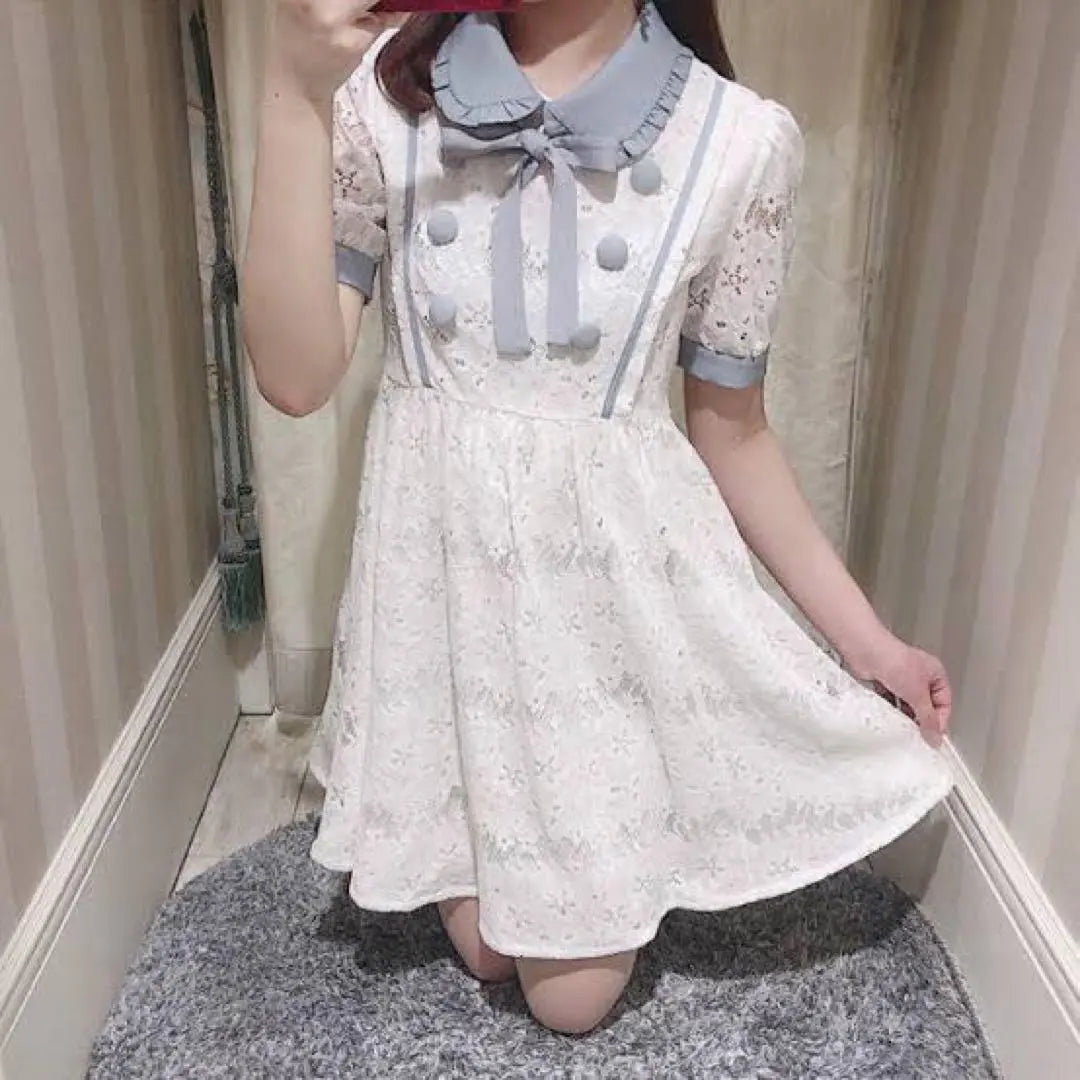 evelyn double button line dress white