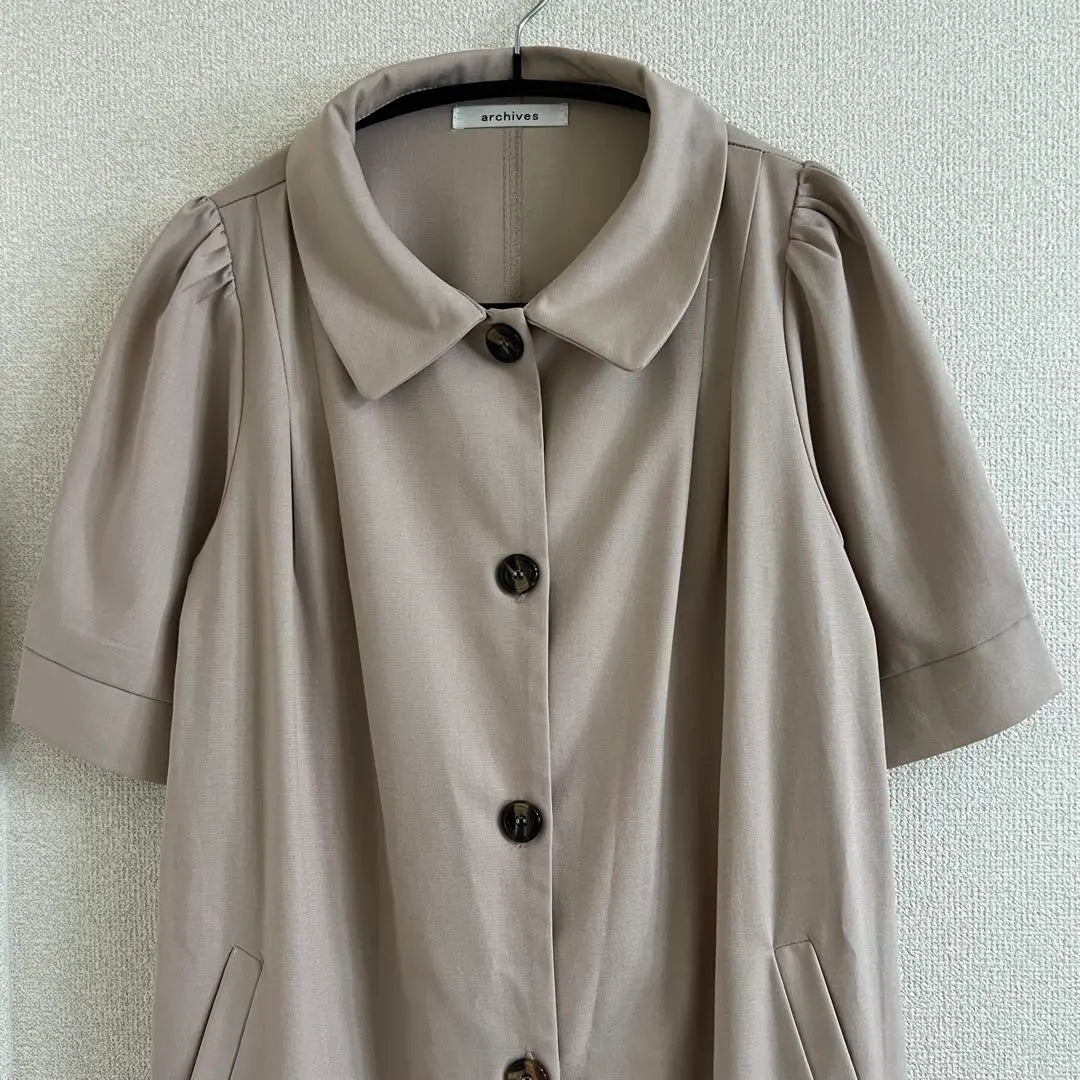 Alcheeve Short Sleeve Trench Coat Jacket Collared Anti-Wrinkle Soft