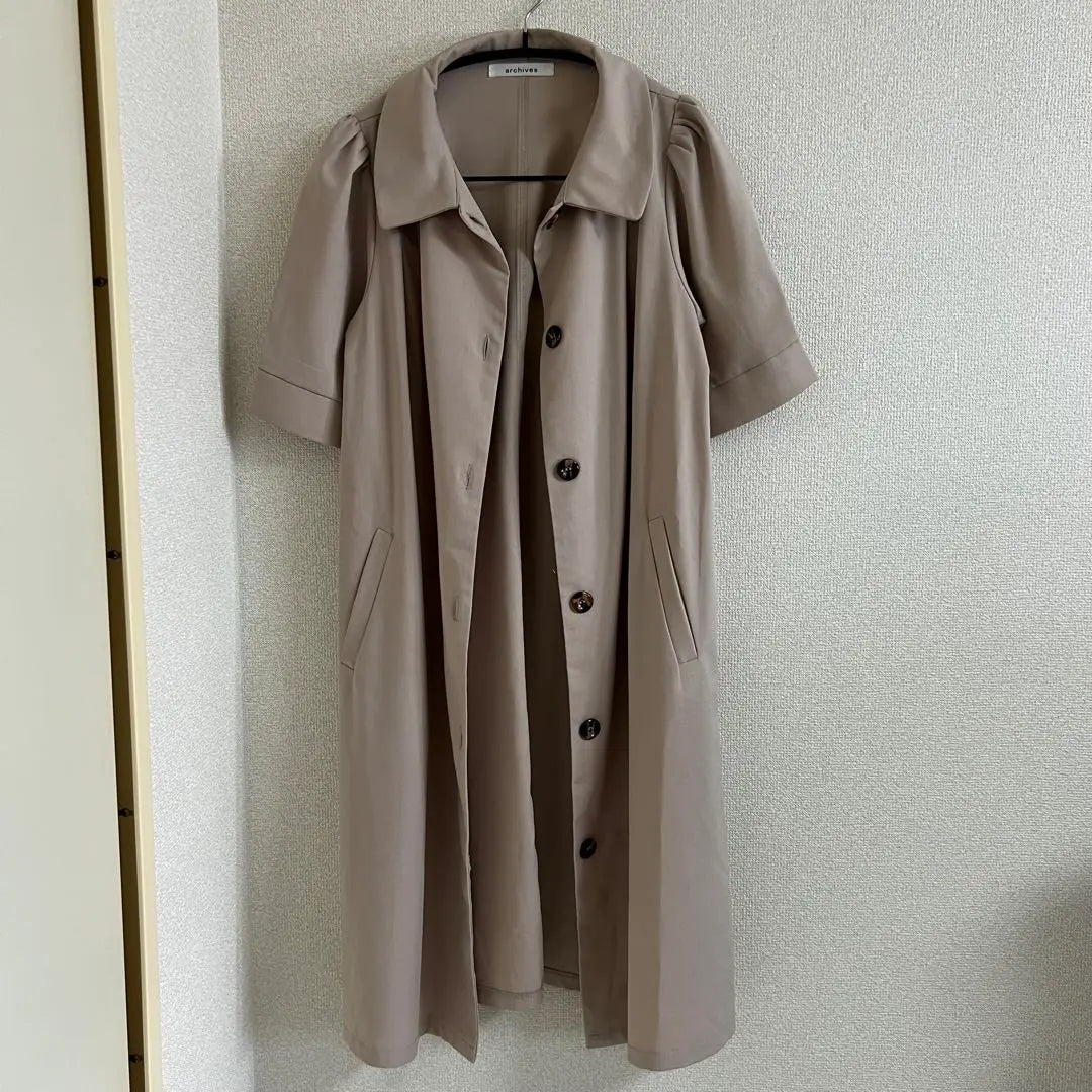 Alcheeve Short Sleeve Trench Coat Jacket Collared Anti-Wrinkle Soft