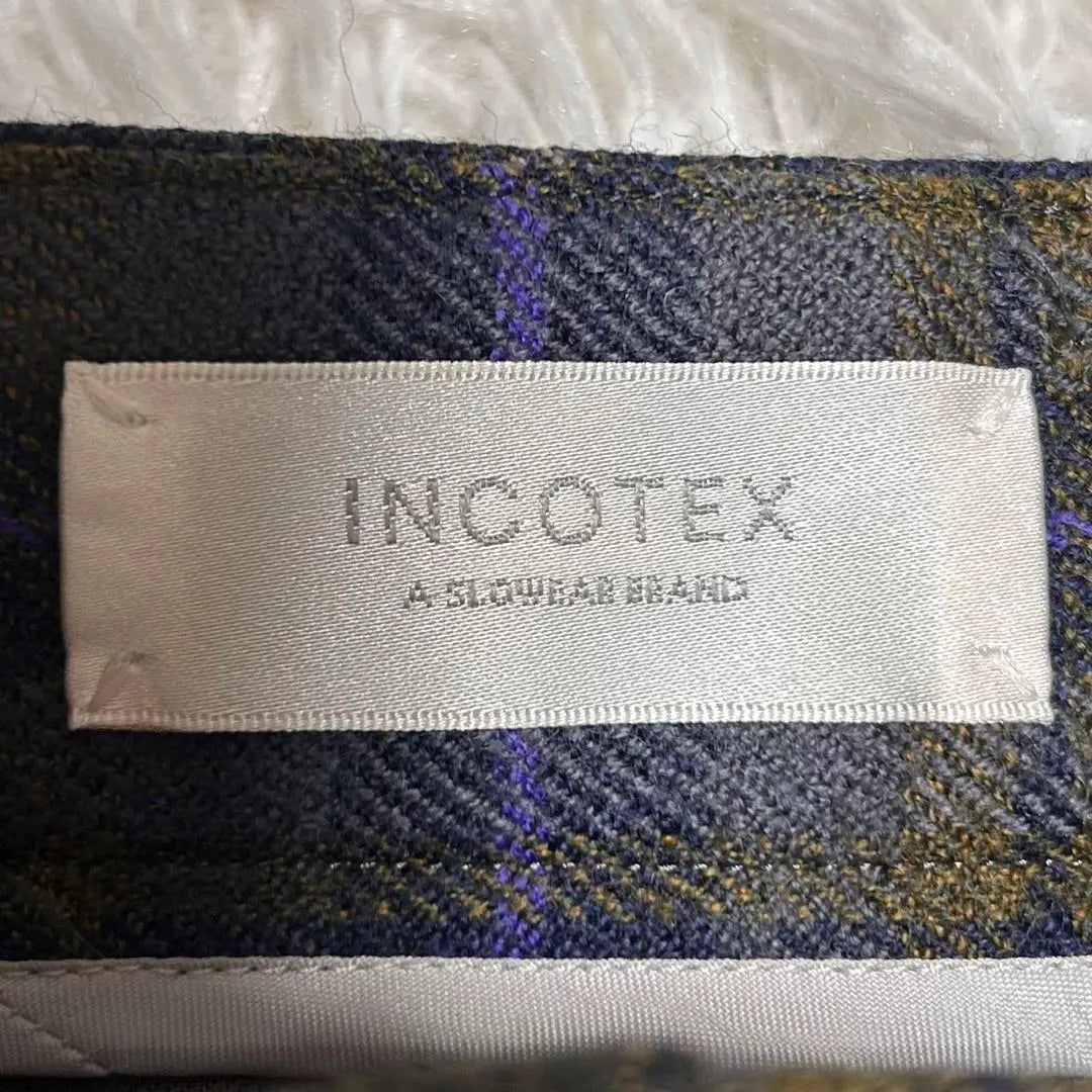 ♥INCOTEX♥ Incotex (38) Checkered pattern casual pants with hair blend