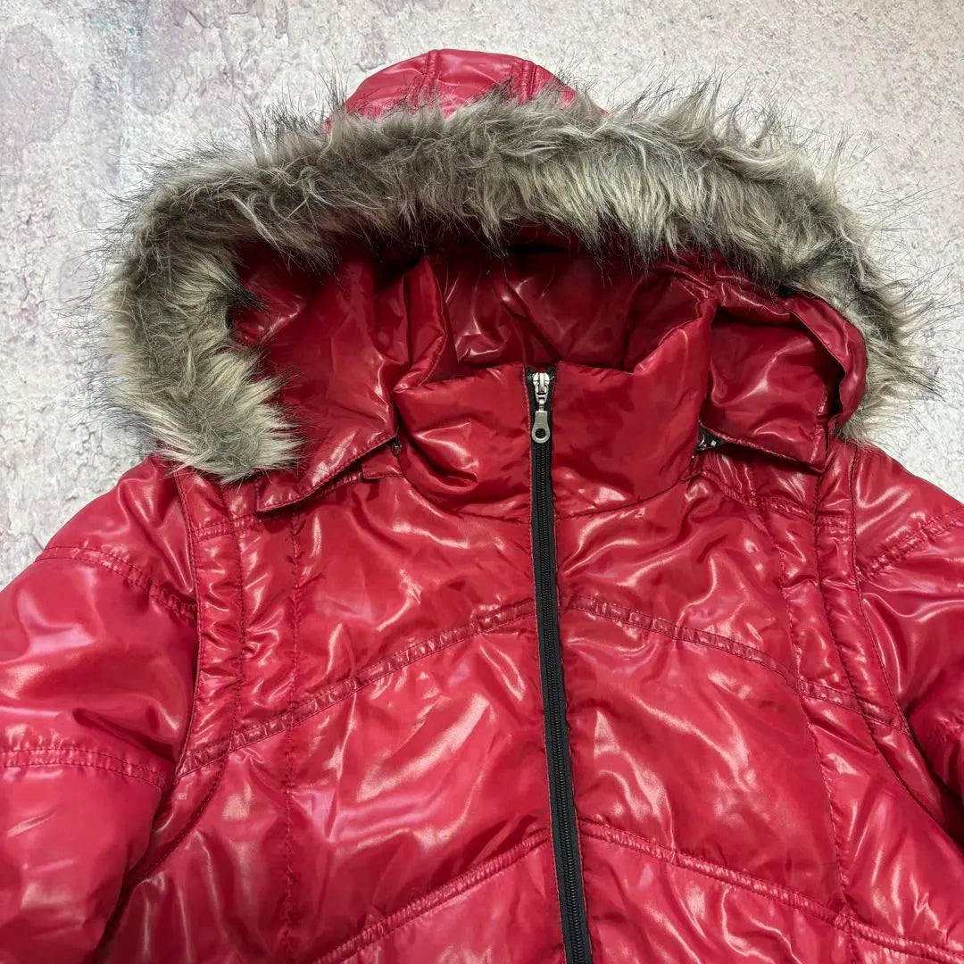 archive grunge fur down jacket red y2k L