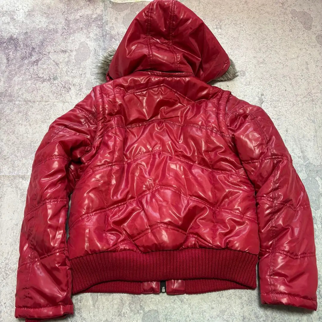 archive grunge fur down jacket red y2k L