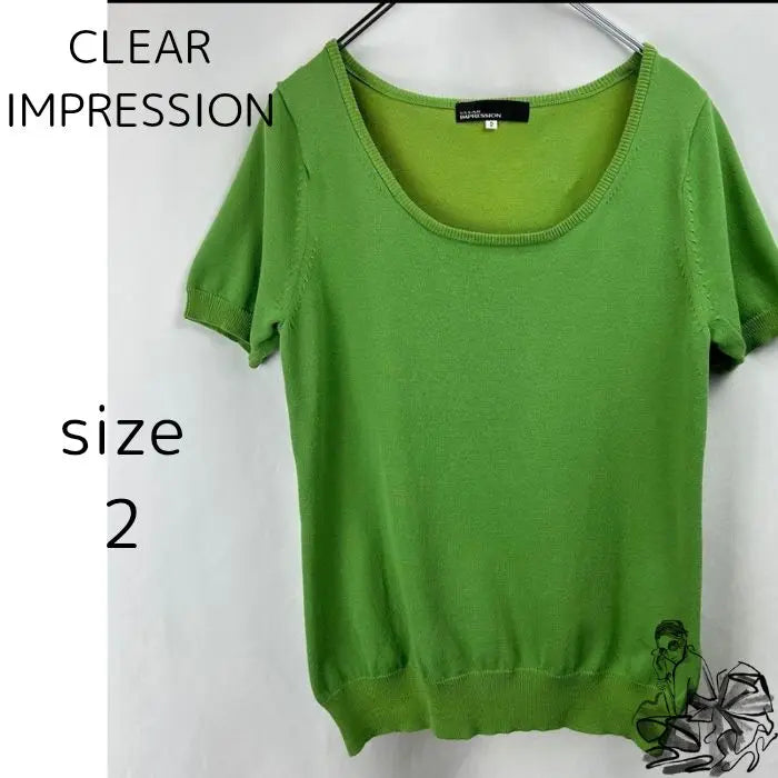 CLEAR IMPRESSION Tops Knit Thin Knit Green Cotton Blend