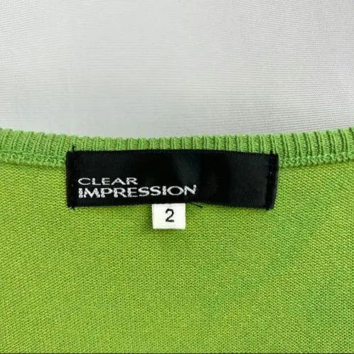 CLEAR IMPRESSION Tops Knit Thin Knit Green Cotton Blend