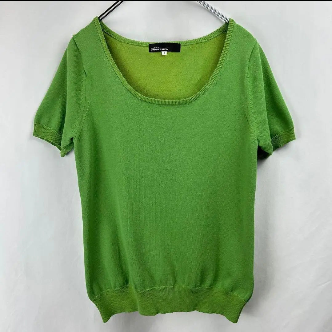 CLEAR IMPRESSION Tops Knit Thin Knit Green Cotton Blend