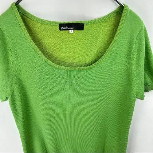 CLEAR IMPRESSION Tops Knit Thin Knit Green Cotton Blend