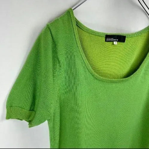 CLEAR IMPRESSION Tops Knit Thin Knit Green Cotton Blend