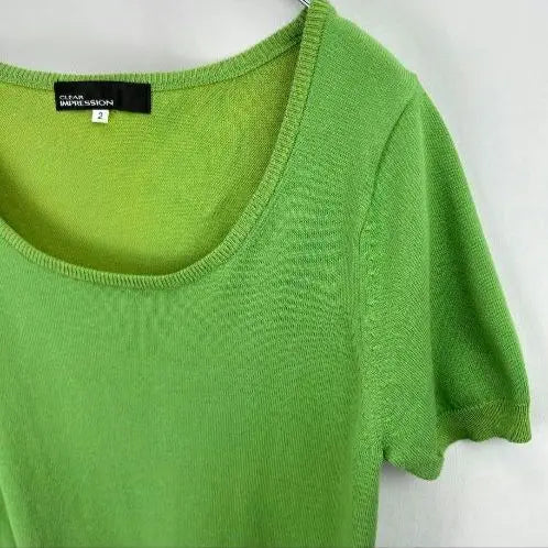 CLEAR IMPRESSION Tops Knit Thin Knit Green Cotton Blend