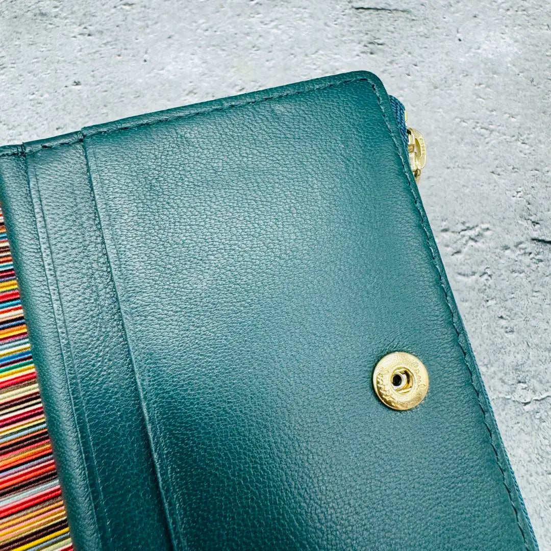 [Nuevo/sin usar] Estuche para llaves Paul Smith con 4 rayas en verde azulado