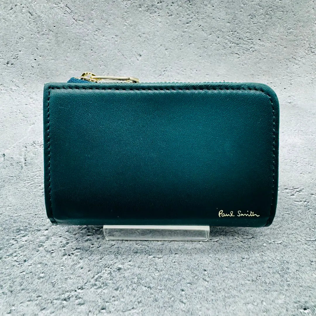 [Nuevo/sin usar] Estuche para llaves Paul Smith con 4 rayas en verde azulado