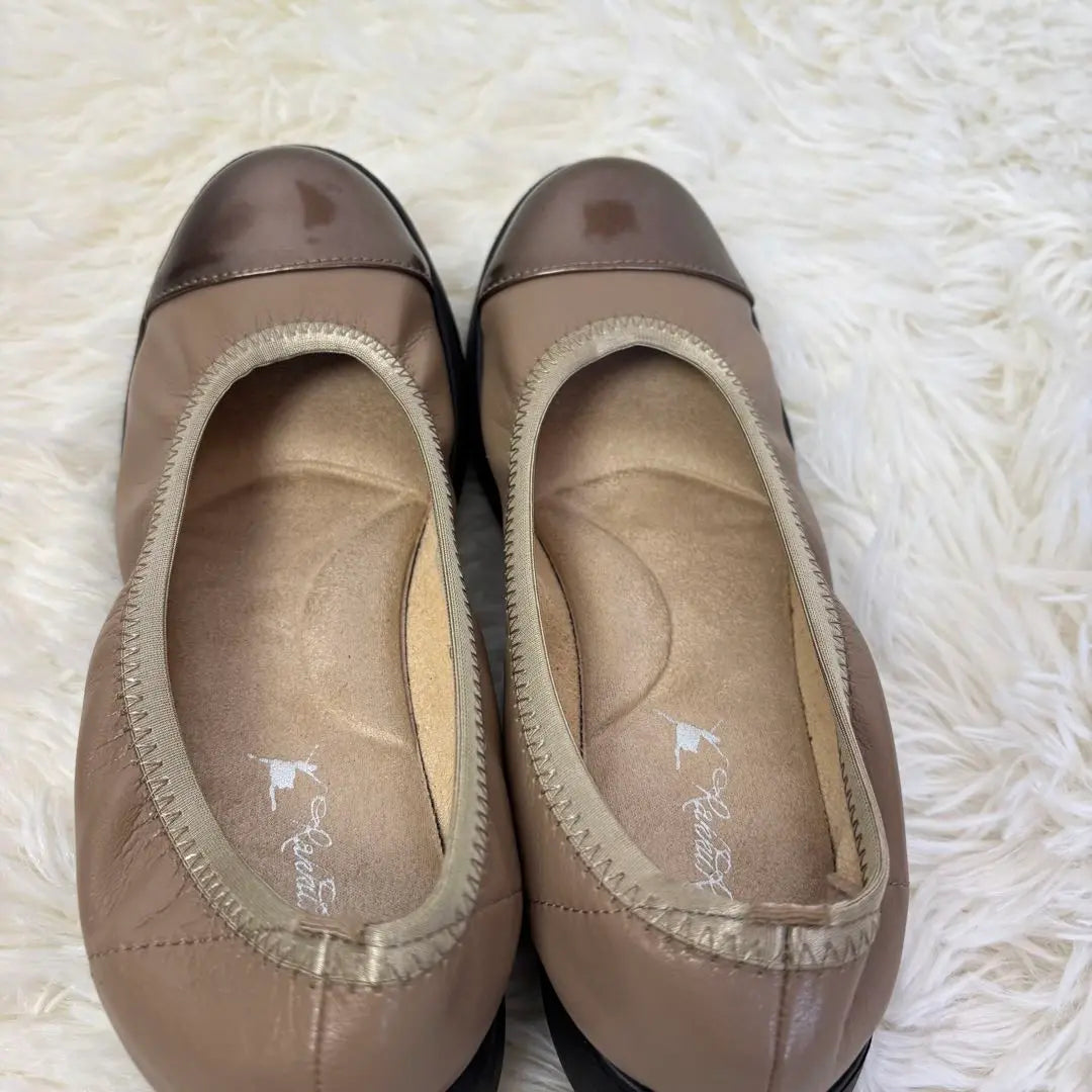 Rakku Rakku Ballet Shoes Slip-ons 23 Beige Water-repellent