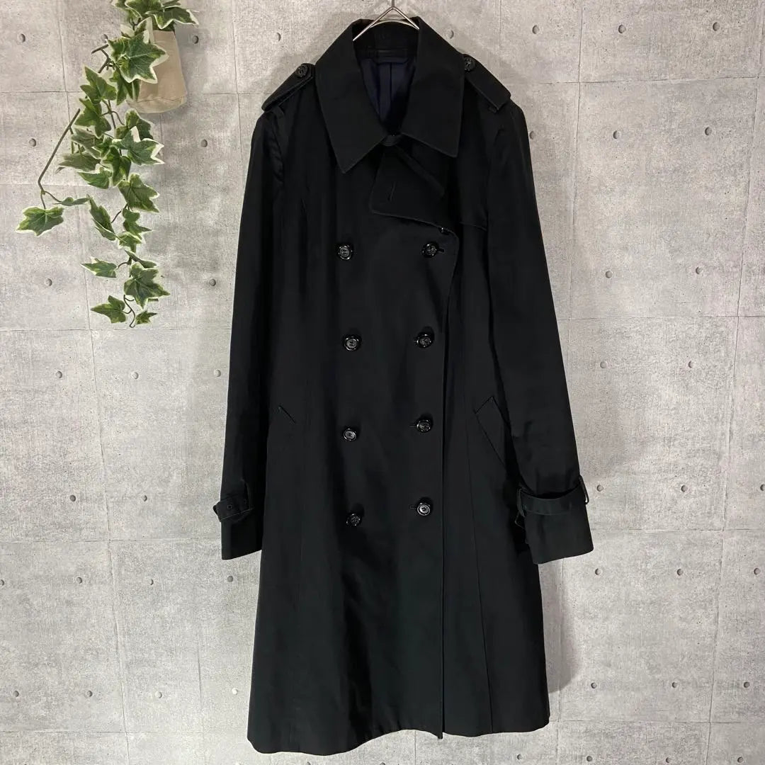 Manok coat black trench coat double breasted S size old clothing