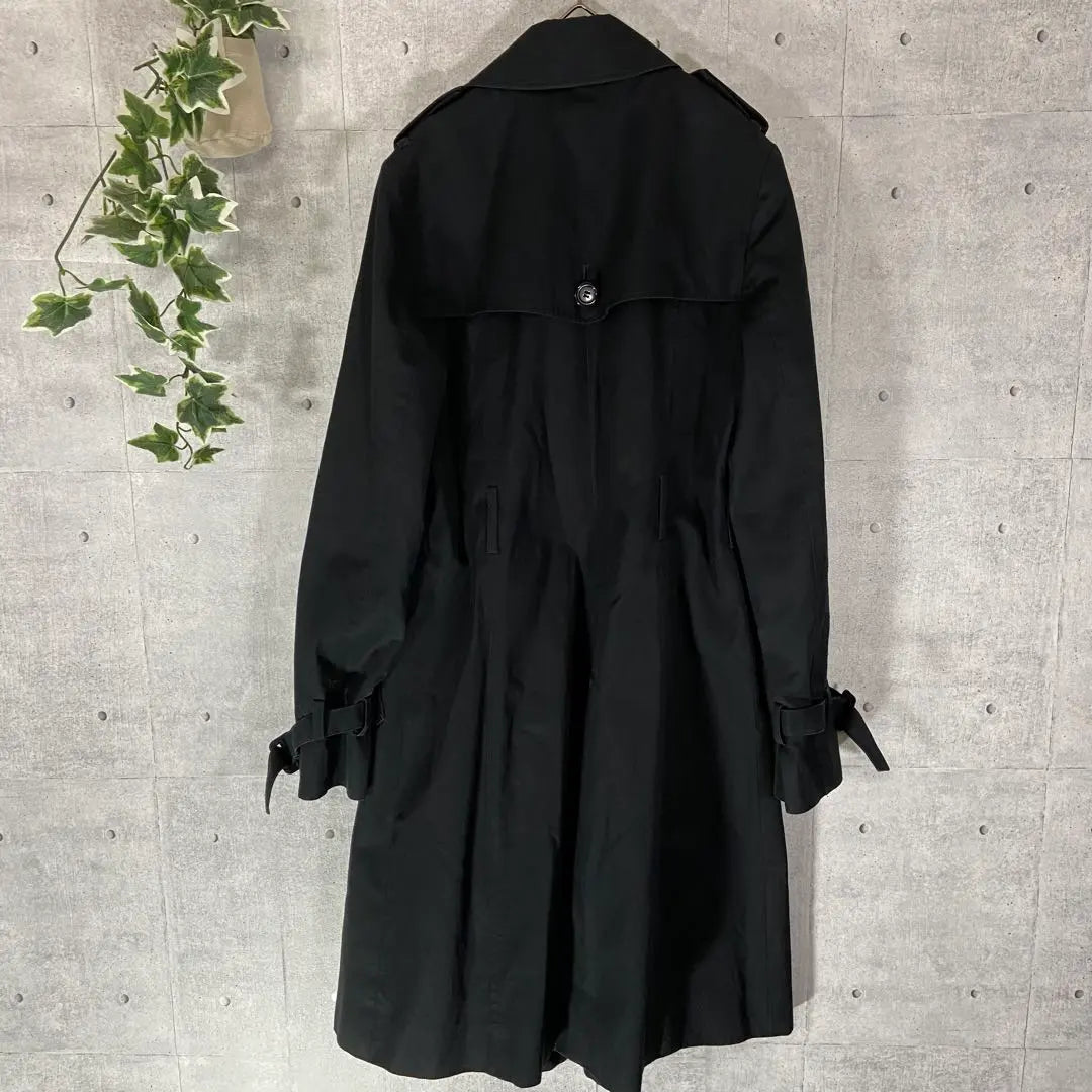 Manok coat black trench coat double breasted S size old clothing