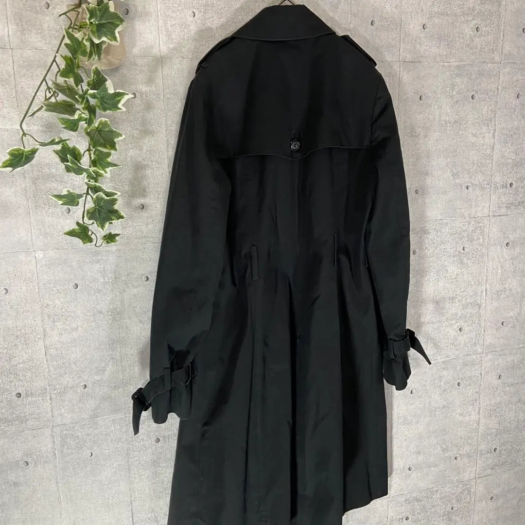 Manok coat black trench coat double breasted S size old clothing