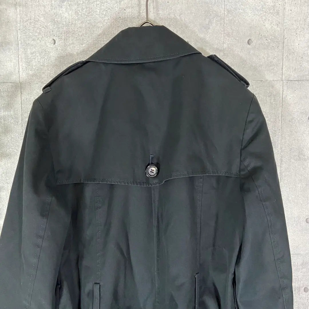 Manok coat black trench coat double breasted S size old clothing