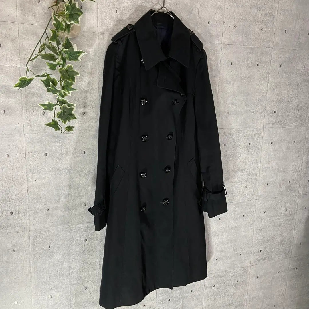 Manok coat black trench coat double breasted S size old clothing