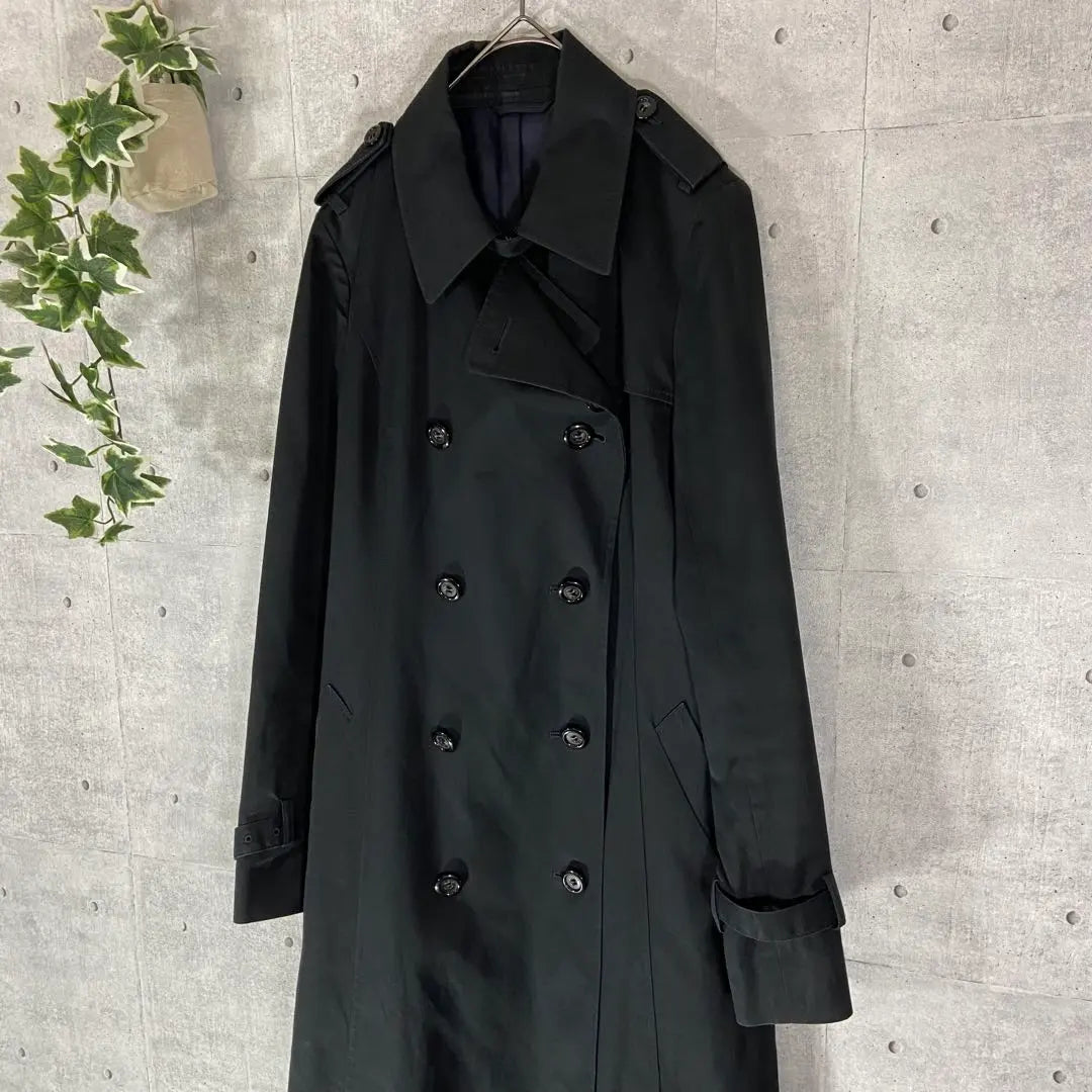 Manok coat black trench coat double breasted S size old clothing