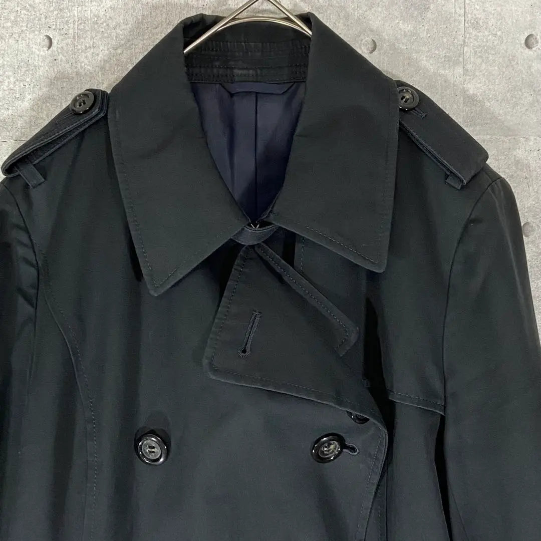 Manok coat black trench coat double breasted S size old clothing