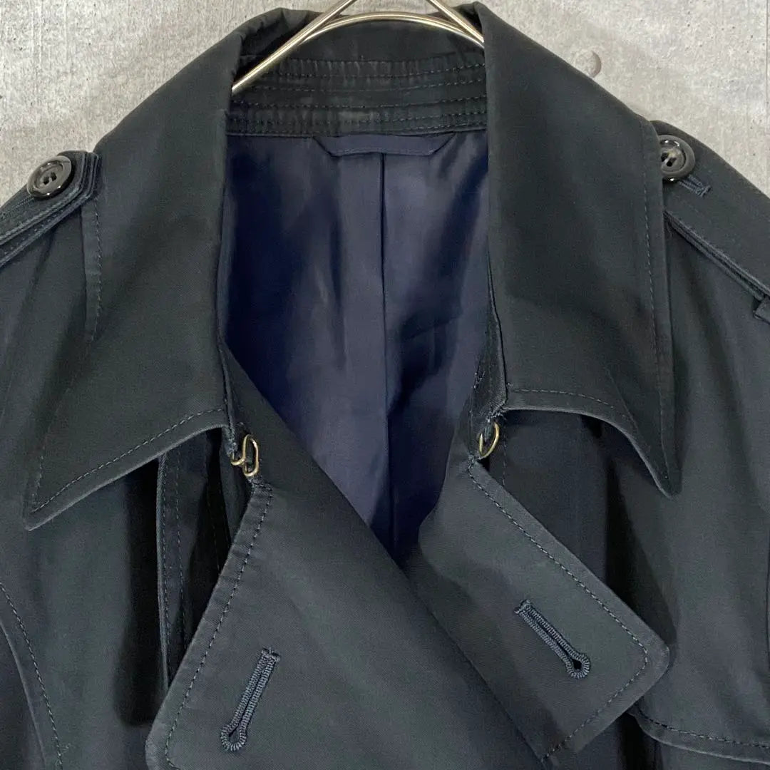 Manok coat black trench coat double breasted S size old clothing