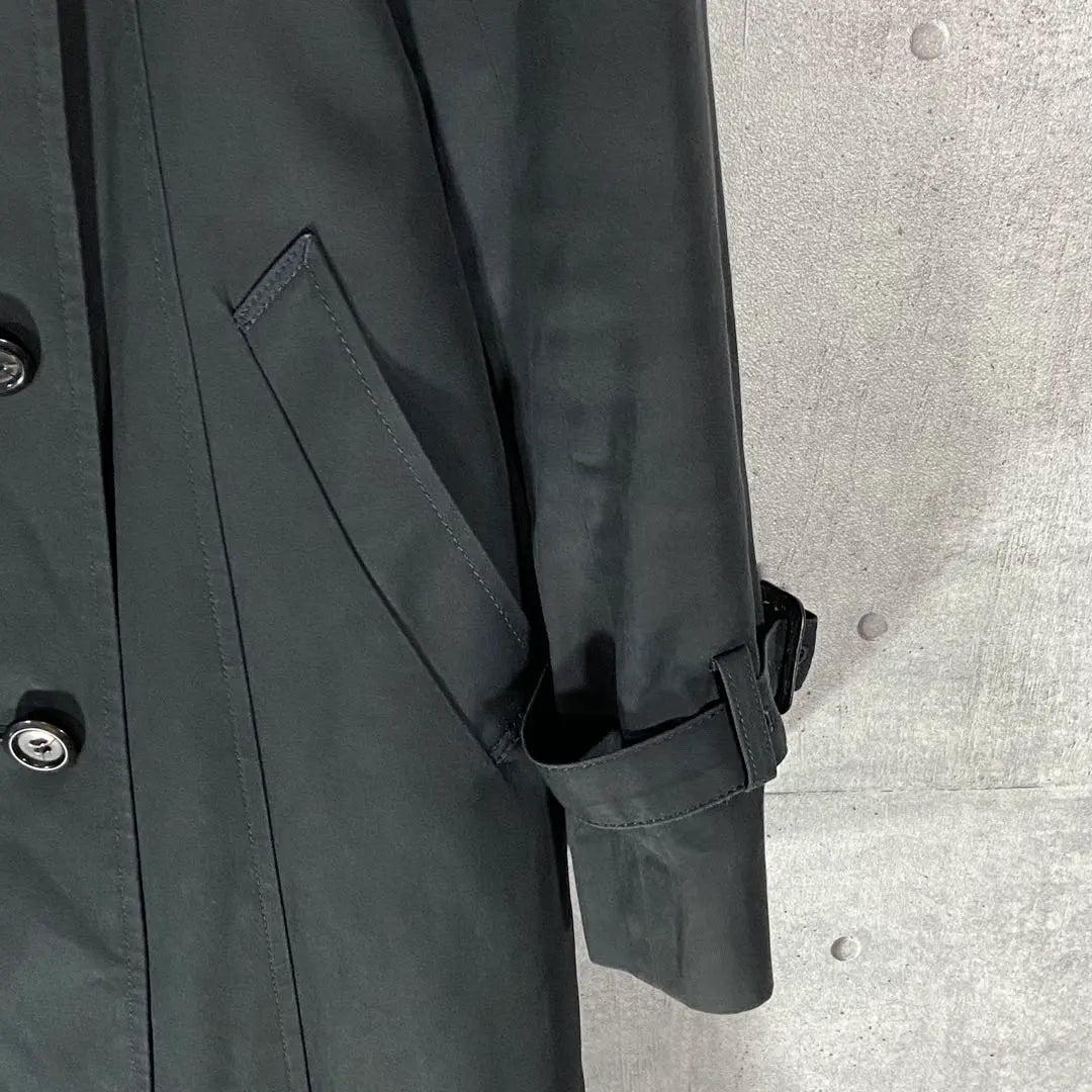 Manok coat black trench coat double breasted S size old clothing