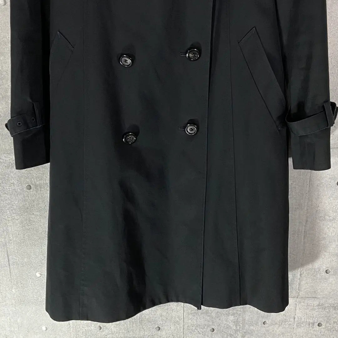 Manok coat black trench coat double breasted S size old clothing