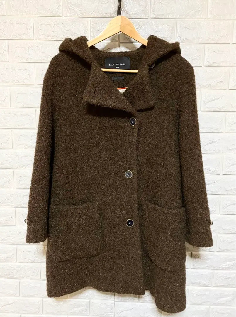 435■MAISON LENER■Wool coat/fluffy/alpaca blend/brown/S