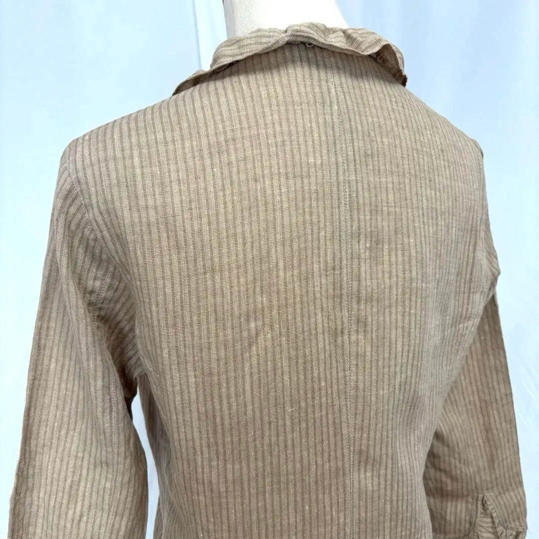 EVEX by Crizia Long Sleeve Ruffle Jacket Linen Beige XL