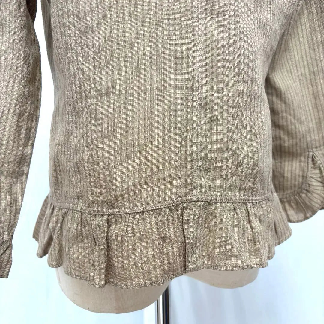 EVEX by Crizia Long Sleeve Ruffle Jacket Linen Beige XL