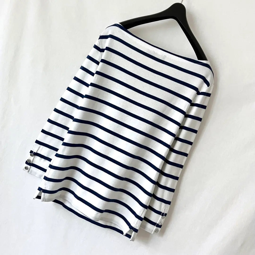 Rare logo metal buttons ♡ Laal Floren cotton cut and sew T-shirt striped