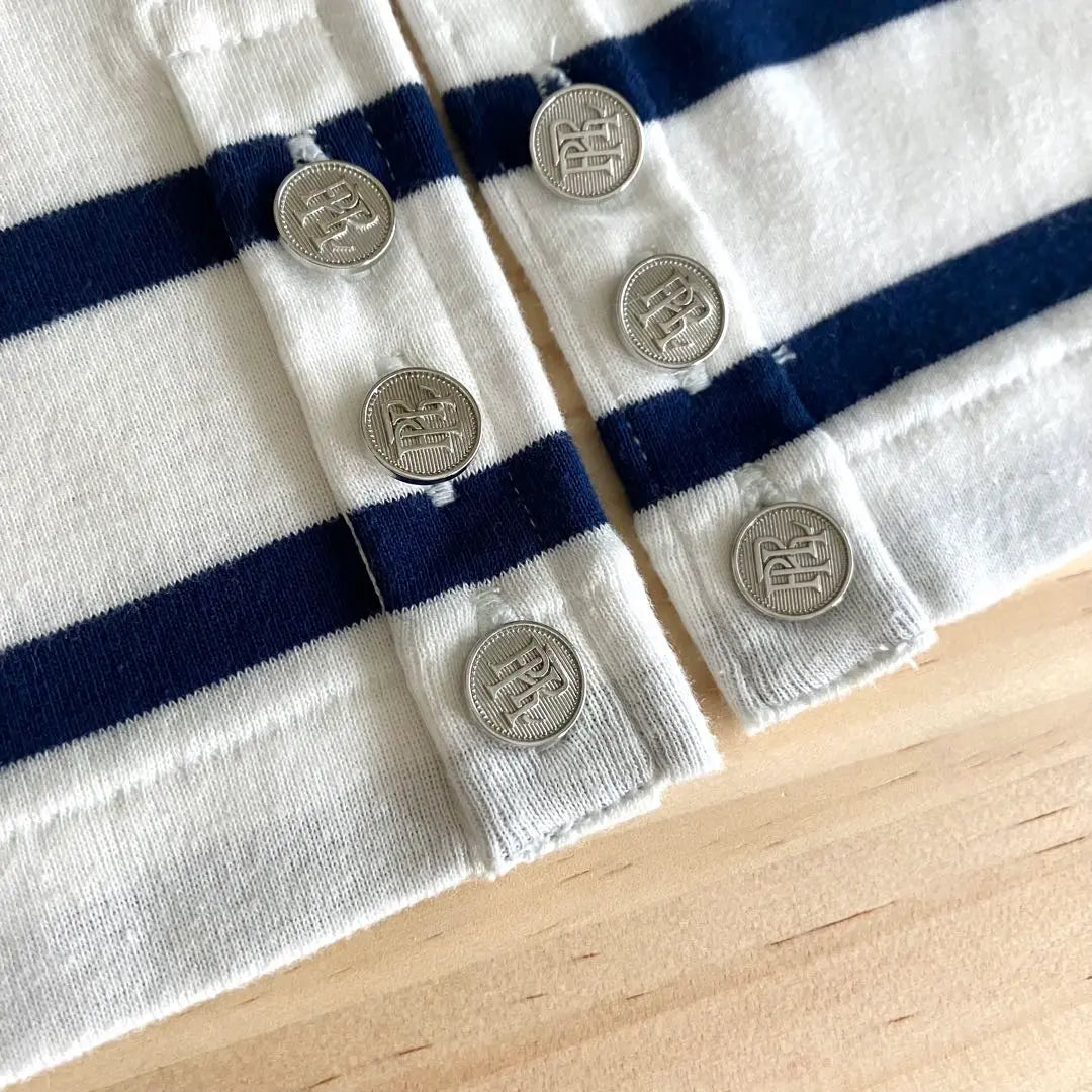 Rare logo metal buttons ♡ Laal Floren cotton cut and sew T-shirt striped