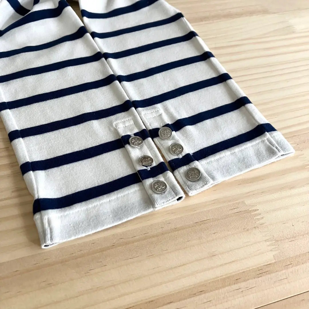 Rare logo metal buttons ♡ Laal Floren cotton cut and sew T-shirt striped