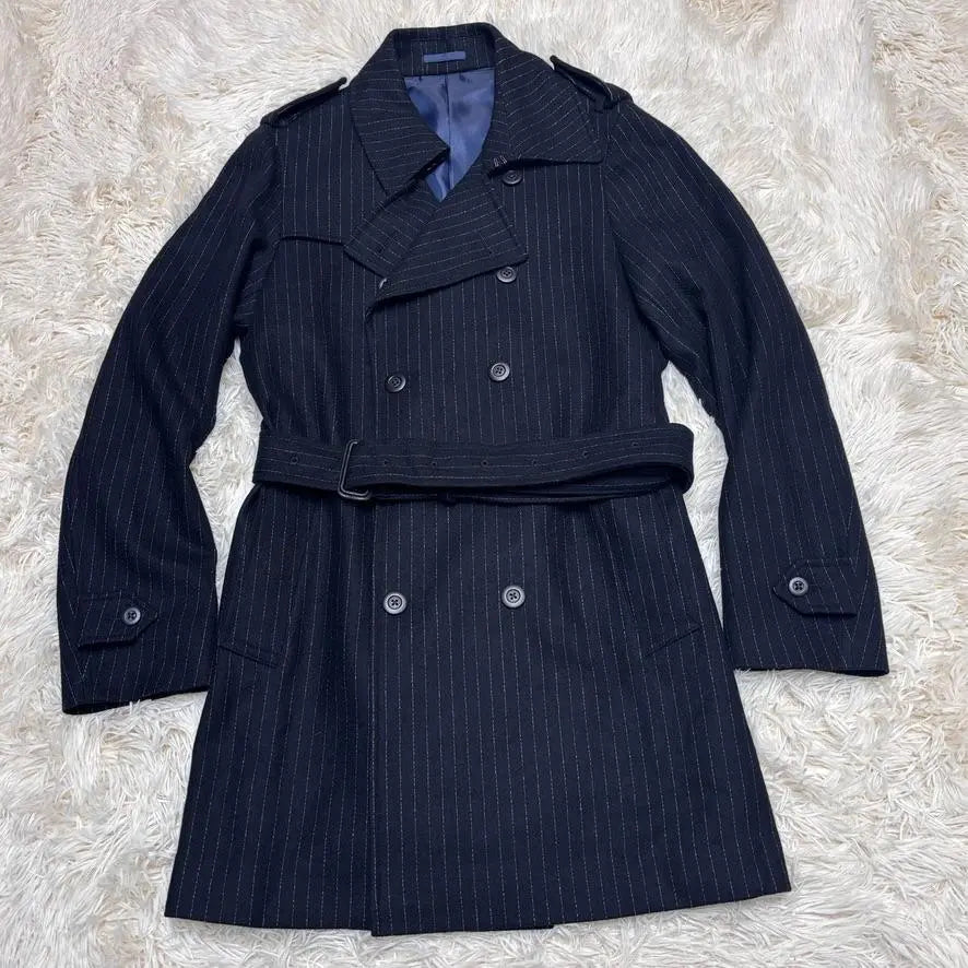 Good condition RING JACKET trench coat double made in Japan wool black belt