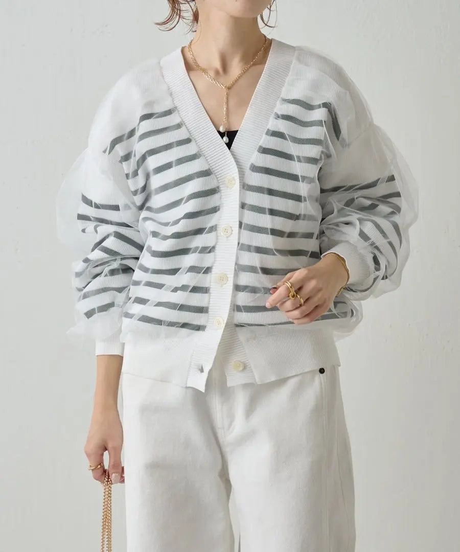 List price: 14,000 yen, beautiful condition collage galarda galante border tulle cardigan