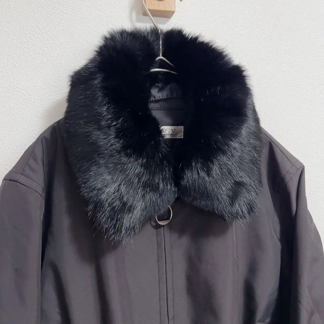 Nylon jacket rabbit fur ladies M black Aveve