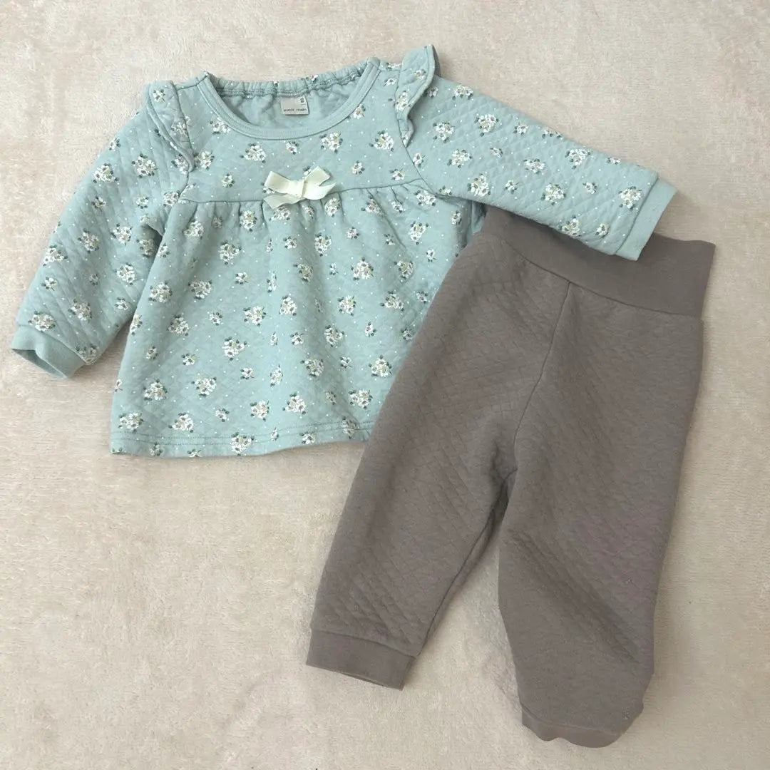 [Talla 80] Pijama acolchado con volantes y estampado floral de Petit Main, acampanado, con faja para el vientre