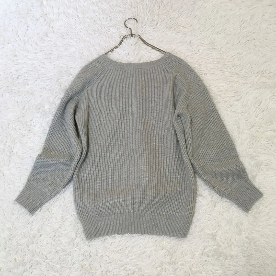 Untitled V-neck wool knit long sleeve sweater grey size M