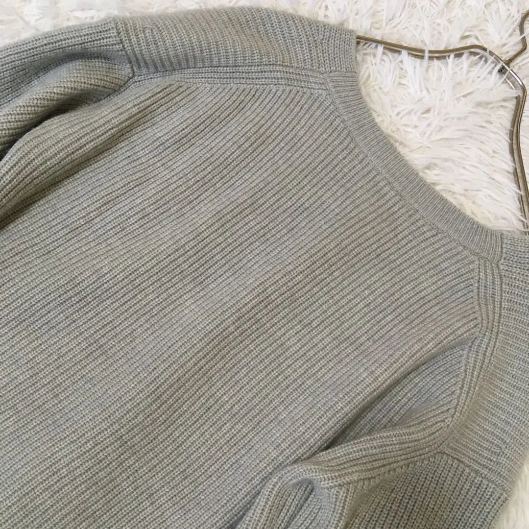 Untitled V-neck wool knit long sleeve sweater grey size M