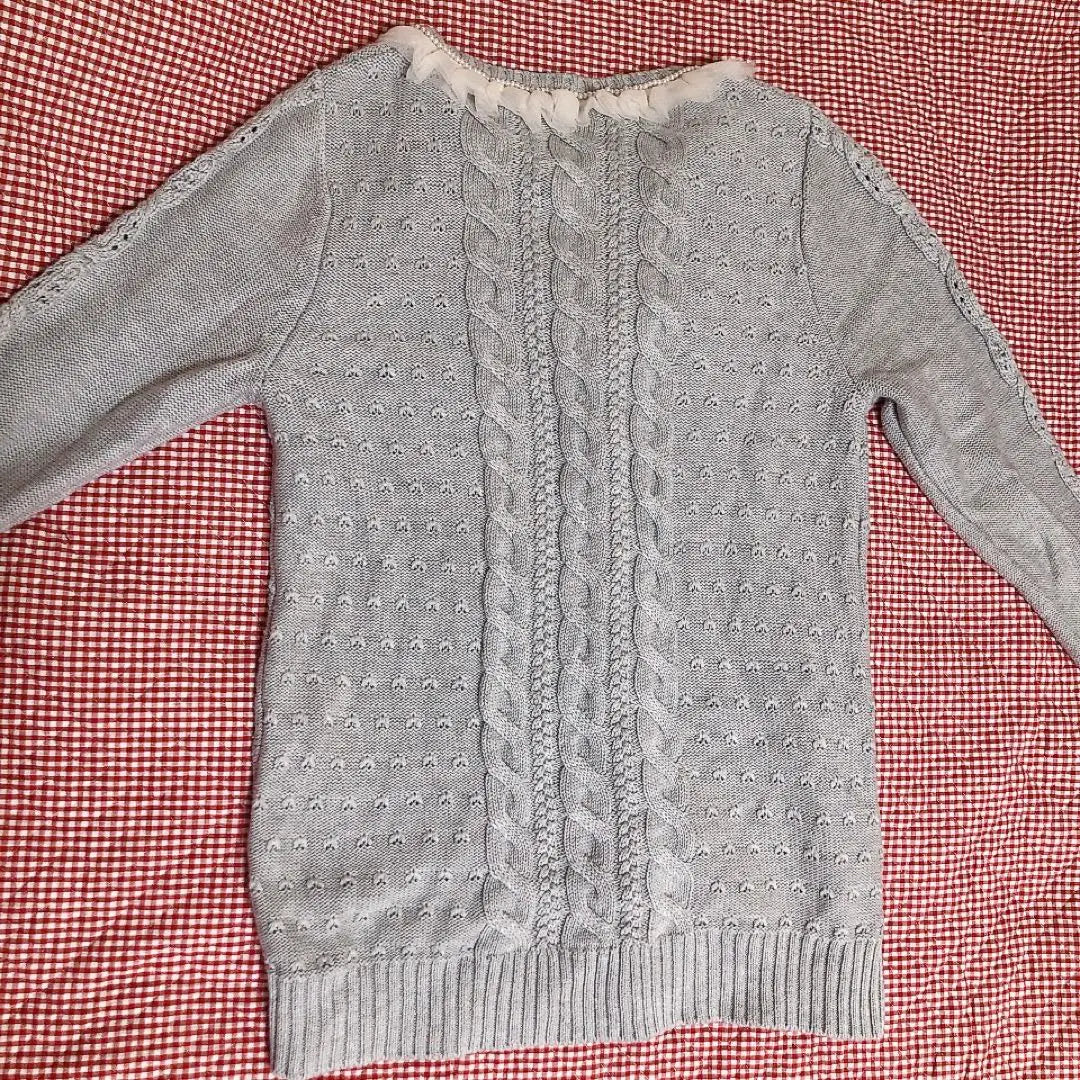 Franschlippe *Pearl button *Tulle & bead embroidery *Cardigan *Gray *Flowers