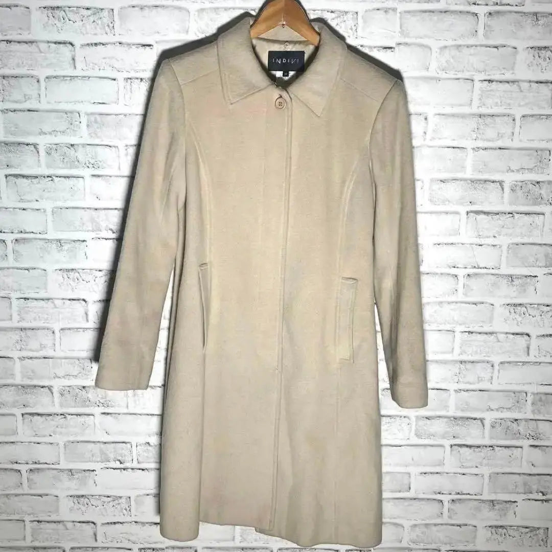 [INDIVI] Long coat (38) Beige Angora blend wool topwear