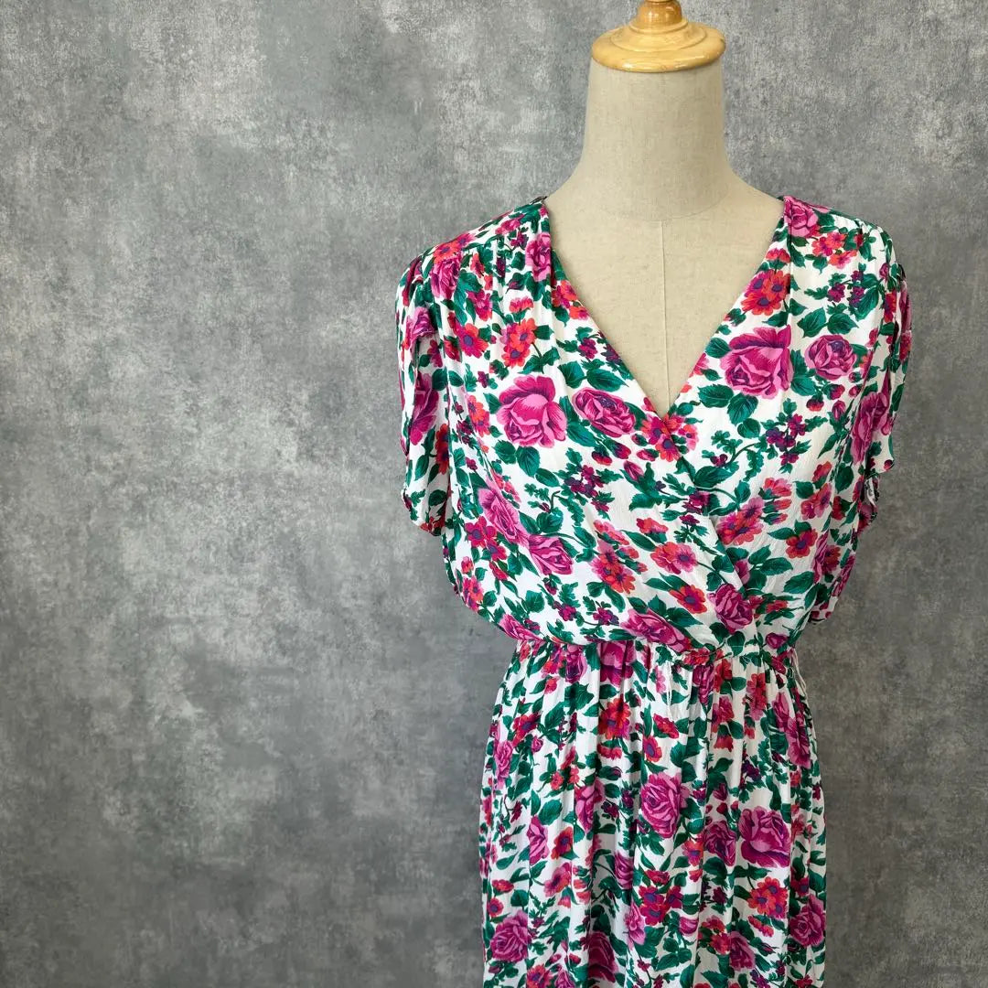 Union Tag Made in USA Floral Pattern Cache Coeur Dress Petal Sleeve