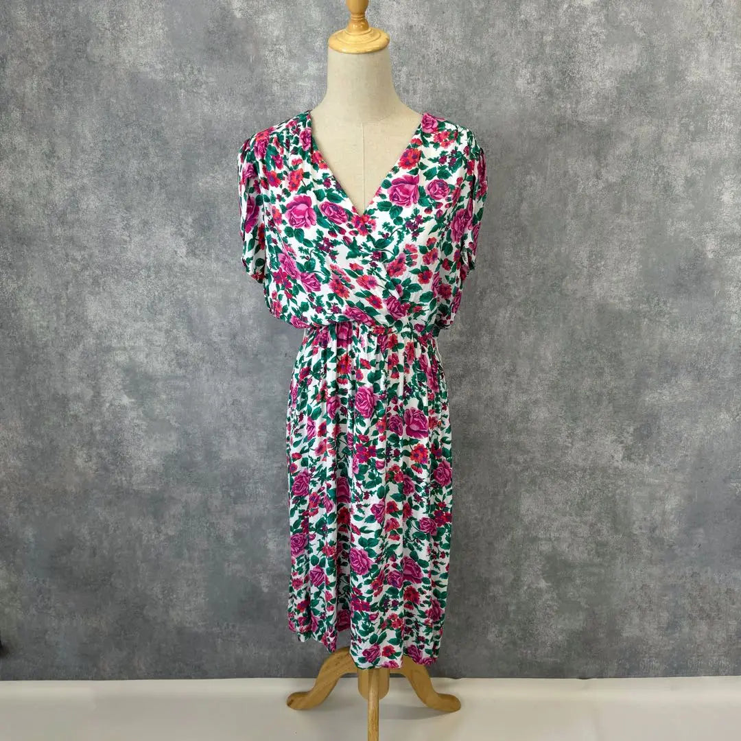 Union Tag Made in USA Floral Pattern Cache Coeur Dress Petal Sleeve