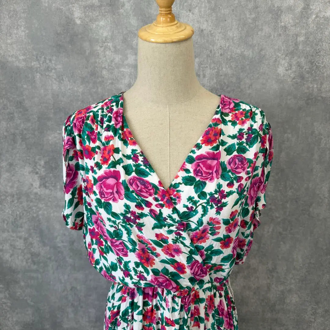 Union Tag Made in USA Floral Pattern Cache Coeur Dress Petal Sleeve