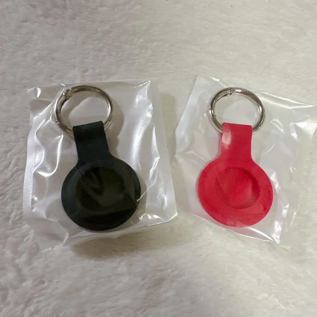 [Set of 2] For AirTag Protection Case Black Red Silicon Prevention | 【2個セット】For AirTag 保護ケース 黒 赤 シリコン 紛失防止