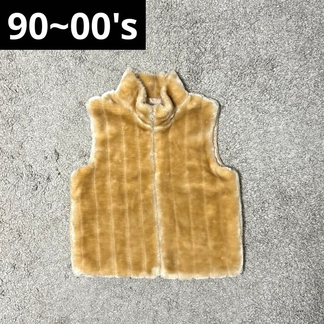 90 ~ 00s FUR VEST Total Pattern Archive Y2K Ropa vieja vintage | Chaleco de piel de los años 90~00 総柄 archivo y2k ヴィンテージ 古着