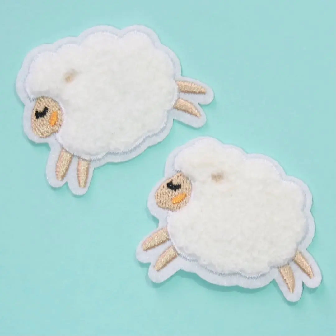 [Set of 2] Fluffy sheep embroidered iron patch applique mk-23