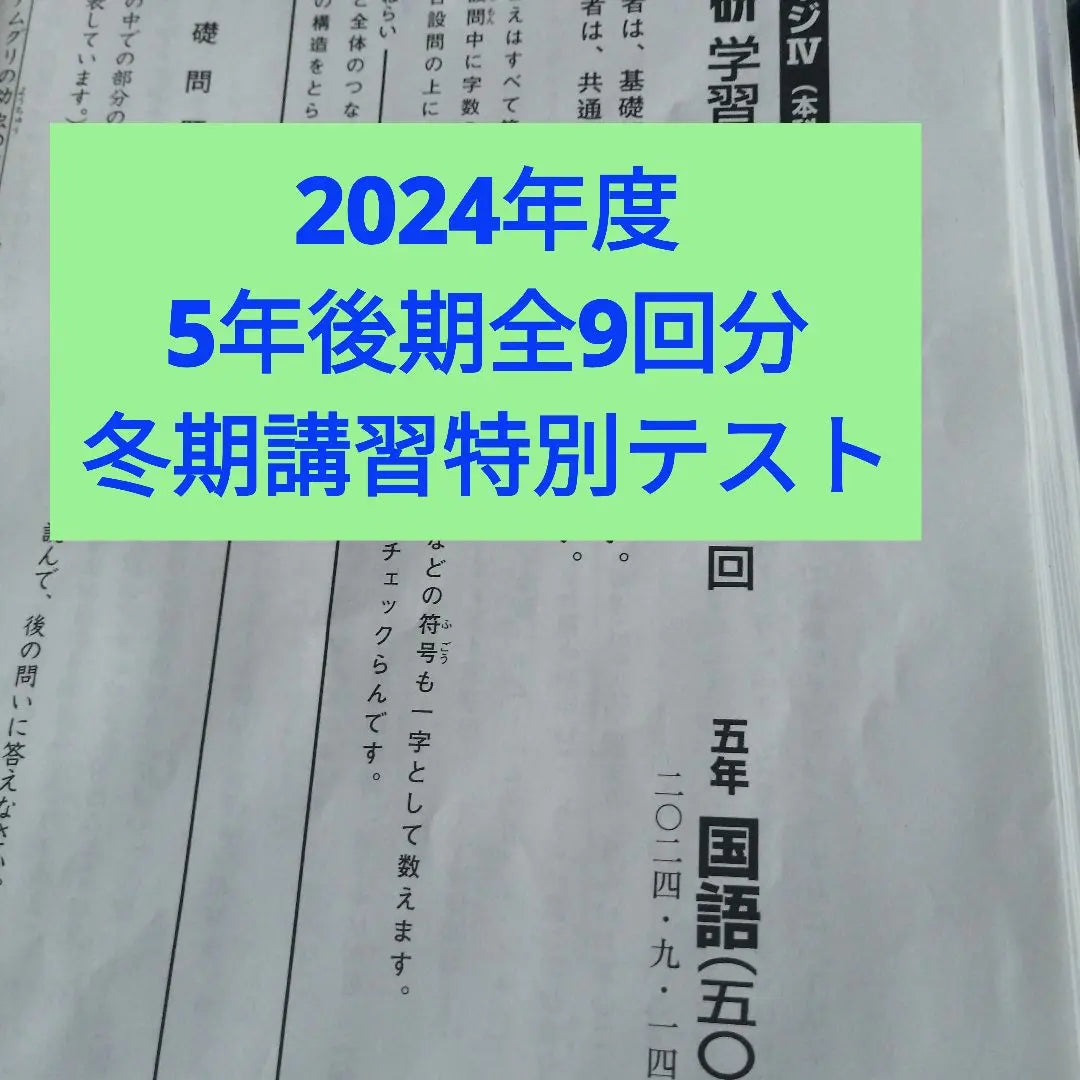 La última edición 2024 Prueba de apariencia de aprendizaje de Nihonken 5to grado Noveno año 9 veces, etc. 最新版 2024年度 日能研 学習力育成テスト 5年生後期 全9回分 他