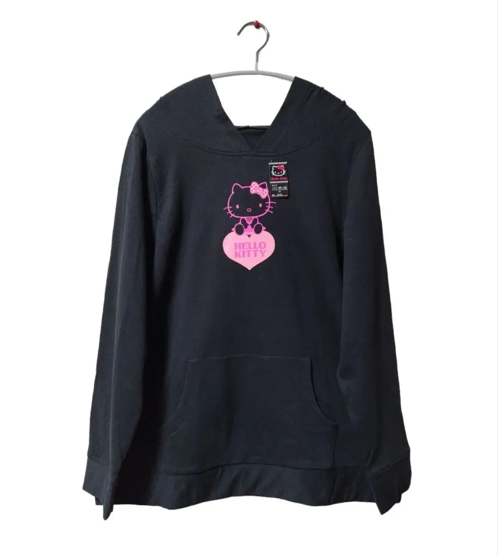 [Sanrio] HELLO KITTY★Kitty-chan, sudadera con capucha negra, sudadera (3L) | 【サンリオ】HELLO KITTY★キティちゃん・黒パーカー・トレーナー(3L)