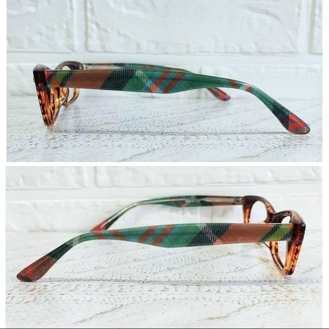 ⭕️Marco de gafas Check [PE011], estampado de celosía, cuadros escoceses, marrón, verde